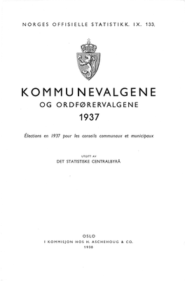 Kommunevalgene Og Ordførervalgene 1937