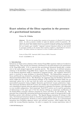 Exact Solution of the Dirac Equation in the Presence of a Gravitational Instanton