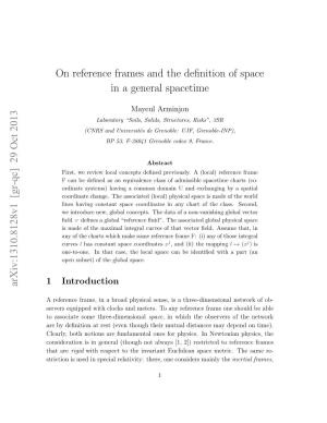 On Reference Frames and the Definition of Space in a General Spacetime