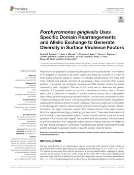 Porphyromonas Gingivalis Uses Speciﬁc Domain Rearrangements and Allelic Exchange to Generate Diversity in Surface Virulence Factors