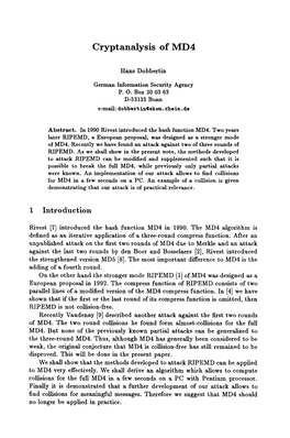 Cryptanalysis of MD4