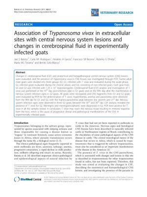 Association of Trypanosoma Vivax in Extracellular Sites with Central