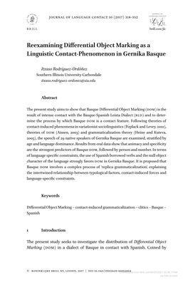 Reexamining Differential Object Marking As a Linguistic Contact-Phenomenon in Gernika Basque