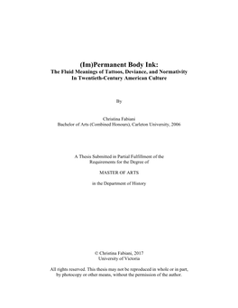 (Im)Permanent Body Ink: the Fluid Meanings of Tattoos, Deviance, and Normativity in Twentieth-Century American Culture