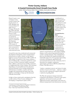 Porter County, Indiana a Coastal Community Smart Growth Case Study Author: Rebecca Pearson Editor: Victoria Pebbles, Great Lakes Commission