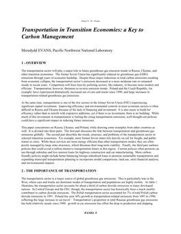 Transportation in Transition Economies: a Key to Carbon Management