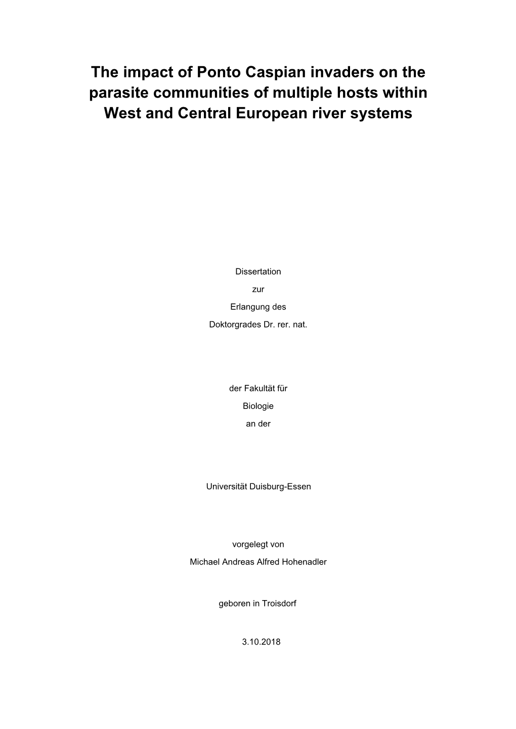 The Impact of Ponto Caspian Invaders on the Parasite Communities of Multiple Hosts Within West and Central European River Systems