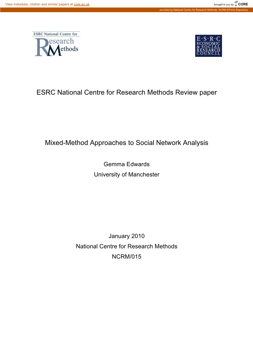 national centre for research methods review paper