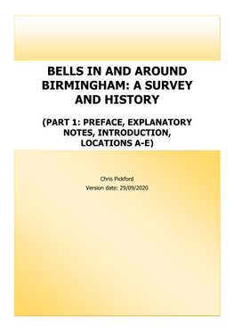 Bells in and Around Birmingham: a Survey and History