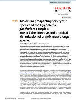 Molecular Prospecting for Cryptic Species of the Hypholoma