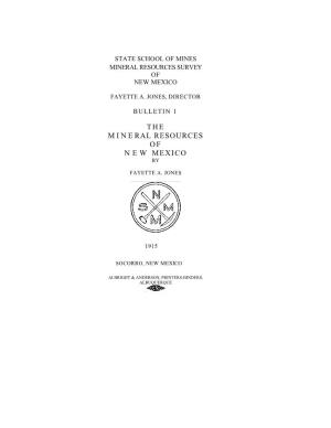 The Mineral Resources of New Mexico
