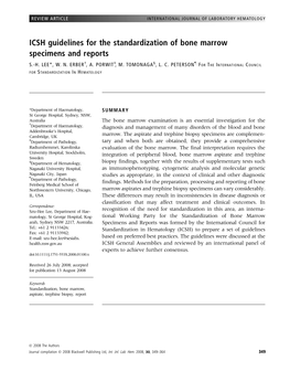 ICSH Guidelines for the Standardization of Bone Marrow Specimens and Reports