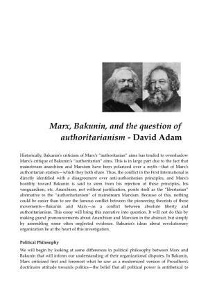 Marx, Bakunin, and the Question of Authoritarianism - David Adam