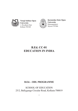 B.Ed. CC-01 EDUCATION in INDIA