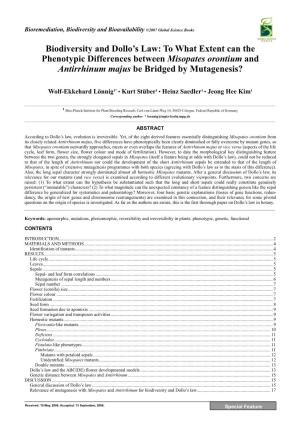 To What Extent Can the Phenotypic Differences Between Misopates Orontium and Antirrhinum Majus Be Bridged by Mutagenesis?