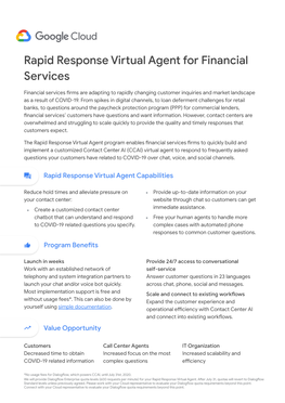 Rapid Response Virtual Agent for Financial Services