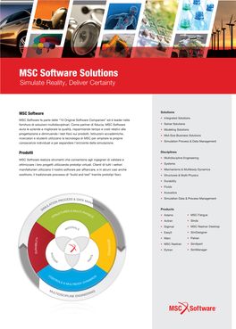 MSC Software Solutions Simulate Reality, Deliver Certainty