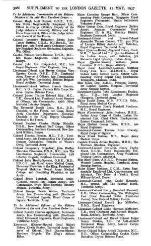 3086 SUPPLEMENT to the LONDON GAZETTE, N MAY, 1937