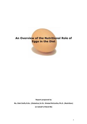 An Overview of the Nutritional Role of Eggs in the Diet