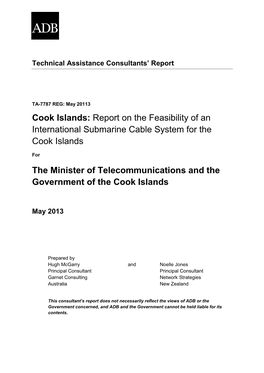 Report on the Feasibility of an International Submarine Cable System for the Cook Islands