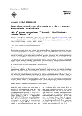 Geochemistry and Duricrusting of the Weathering Products on Granite at Djoulgouf in the Lake Chad Basin