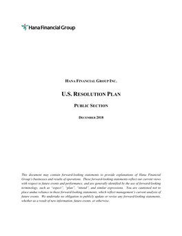 U.S. Resolution Plan