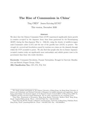 The Rise of Communism in China∗