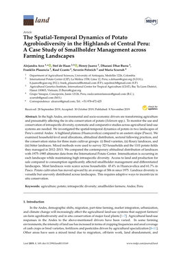 The Spatial-Temporal Dynamics of Potato Agrobiodiversity in the Highlands of Central Peru: a Case Study of Smallholder Management Across Farming Landscapes