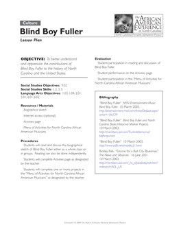 Blind Boy Fuller North Carolina Freedom Monument Project Lesson Plan