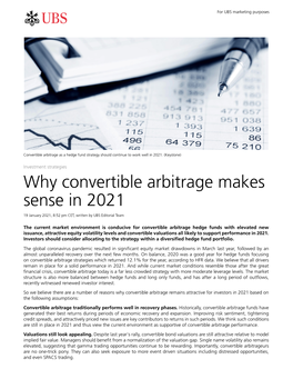 Why Convertible Arbitrage Makes Sense in 2021