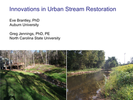Innovations in Urban Stream Restoration