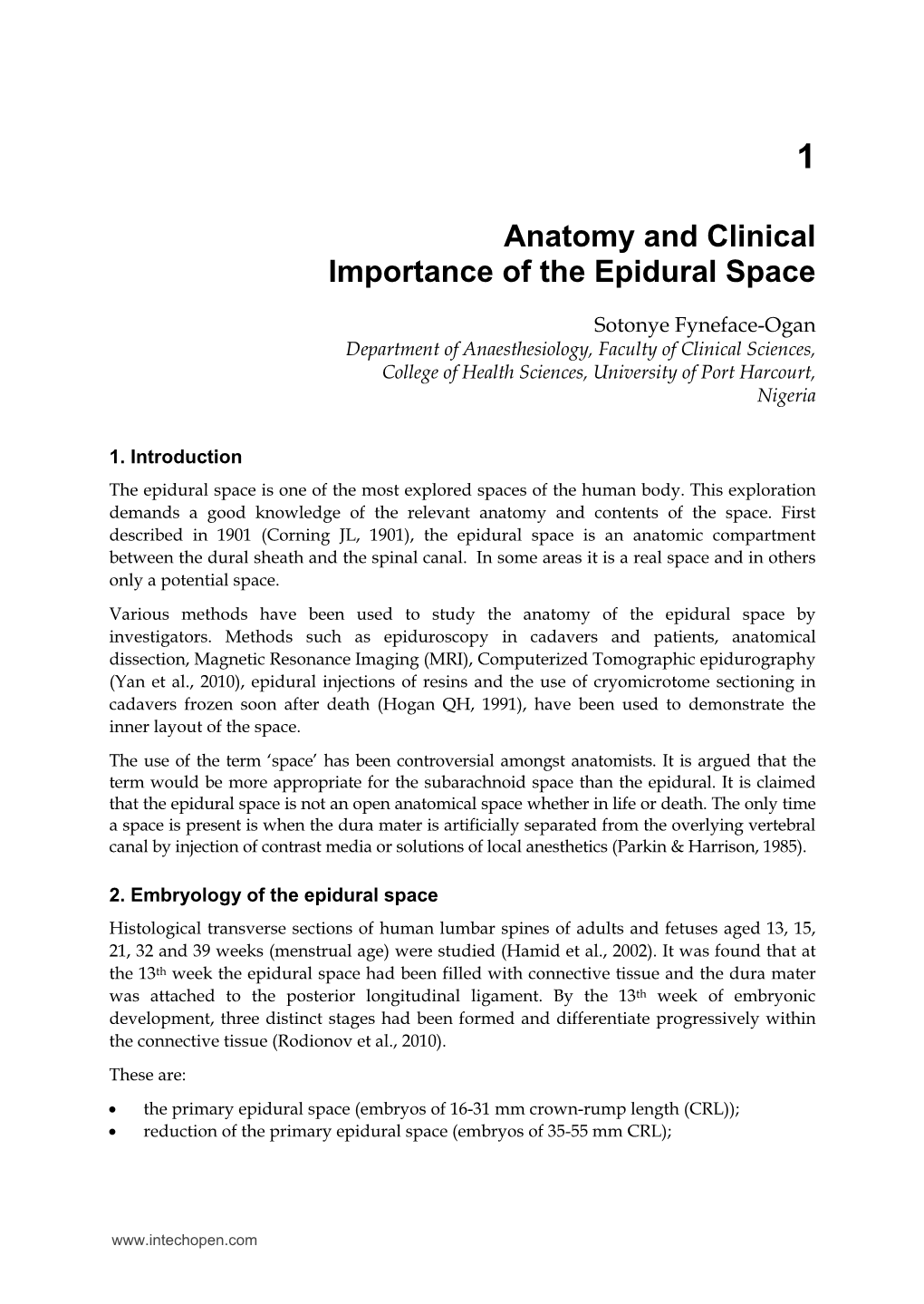 Anatomy and Clinical Importance of the Epidural Space