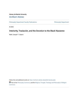 Interiority, Traslación, and the Devotion to the Black Nazarene