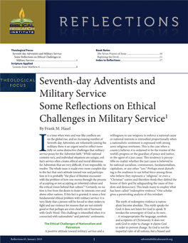 Seventh-Day Adventists and Military Service Some Reflections on Ethical Challenges in Military Service1 by Frank M