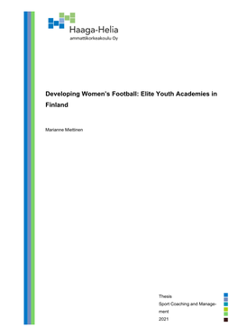 Developing Women's Football: Elite Youth Academies in Finland