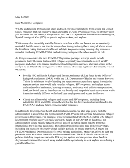 Letter on Refugee and Asylum Priorities During Covid-19