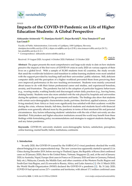 Impacts of the COVID-19 Pandemic on Life of Higher Education Students: a Global Perspective