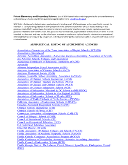 Alphabetical Listing of Accrediting Agencies