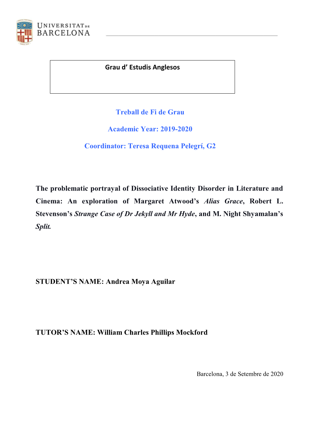 Teresa Requena Pelegrí, G2 the Problematic Portrayal of Dissociativ