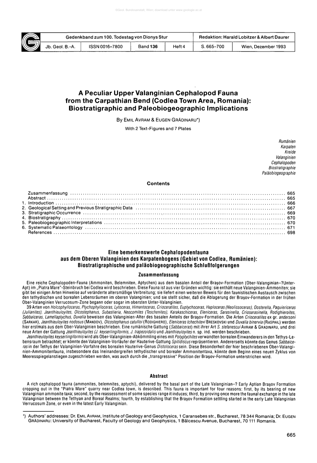 A Peculiar Upper Valanginian Cephalopod Fauna from the Carpathian Bend (Codlea Town Area, Romania): Biostratigraphic and Paleobiogeographic Implications