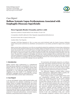 Case Report Bullous Systemic Lupus Erythematosus Associated with Esophagitis Dissecans Superficialis