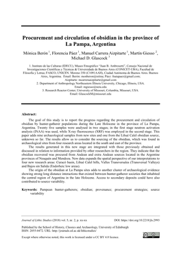 Procurement and Circulation of Obsidian in the Province of La