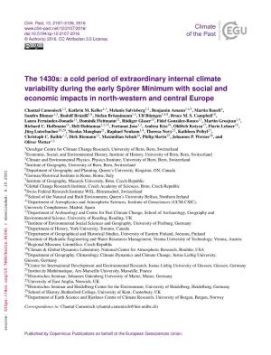 A Cold Period of Extraordinary Internal Climate Variability During