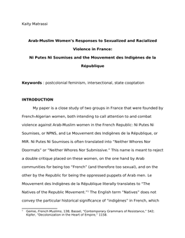 Kaity Matrassi Arab-Muslim Women's Responses To