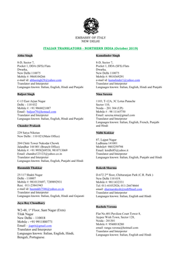 TRANSLATORS - NORTHERN INDIA (October 2019)