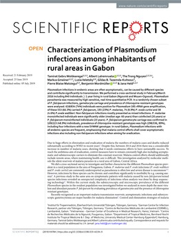 Characterization of Plasmodium Infections Among Inhabitants Of
