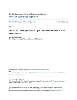 A Comparative Study of the American and the Polish Constitutions