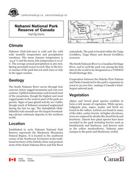 Nahanni National Park Reserve of Canada Nahʔą Dehé