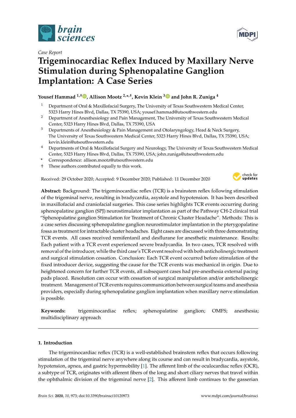 Trigeminocardiac Reflex Induced by Maxillary Nerve Stimulation During Sphenopalatine Ganglion Implantation