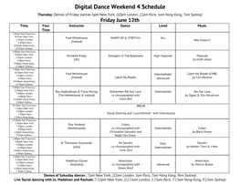 Digital Dance Weekend 4 Schedule